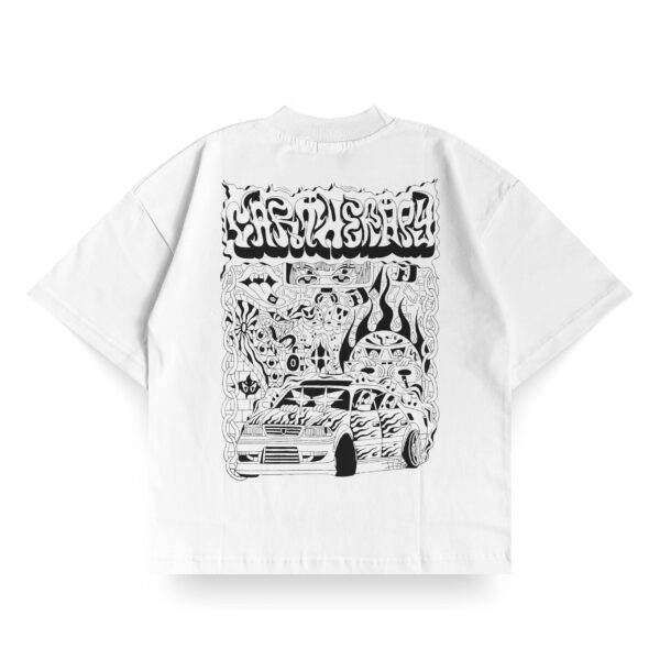 T-shirt Oversize RAVE RACE CARTHERAPY - Biały/Czarny