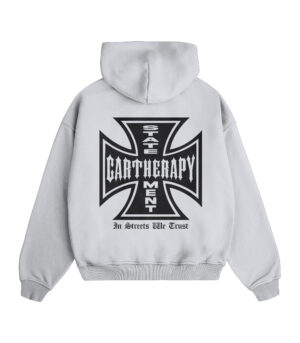 Heavyweight Oversize CROSS Hoodie Cartherapy - Biały