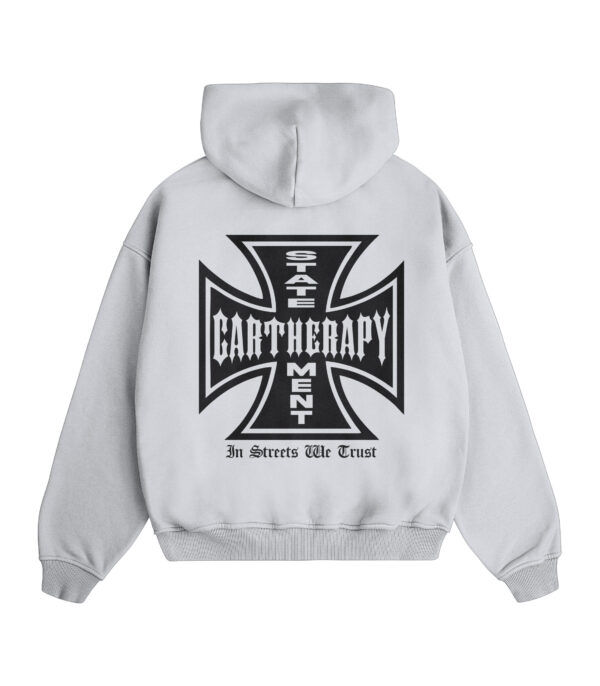 Heavyweight Oversize CROSS Hoodie Cartherapy - Biały