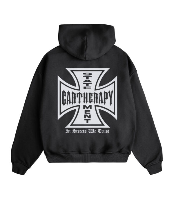 Heavyweight Oversize CROSS Hoodie Cartherapy - Czarny