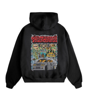 Heavyweight RAVE RACE Hoodie Cartherapy - Czarny