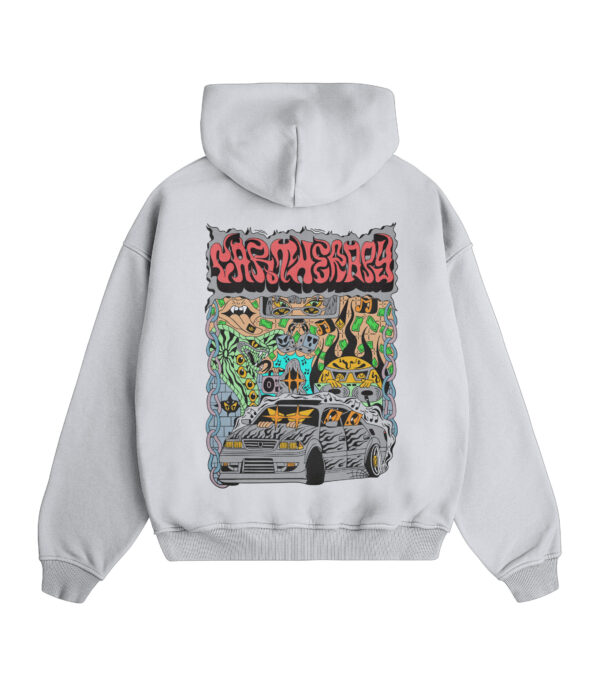Heavyweight RAVE RACE Hoodie Cartherapy - Biały